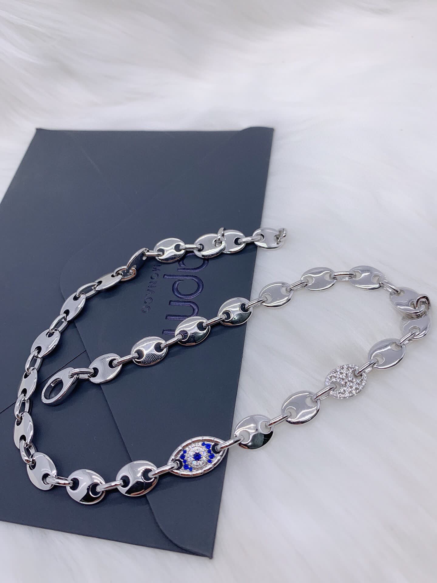 APM Monaco Silver Evil Eye Necklace